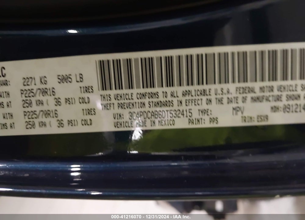 2013 DODGE JOURNEY AMERICAN VALUE PKG VIN: 3C4PDCAB6DT532415