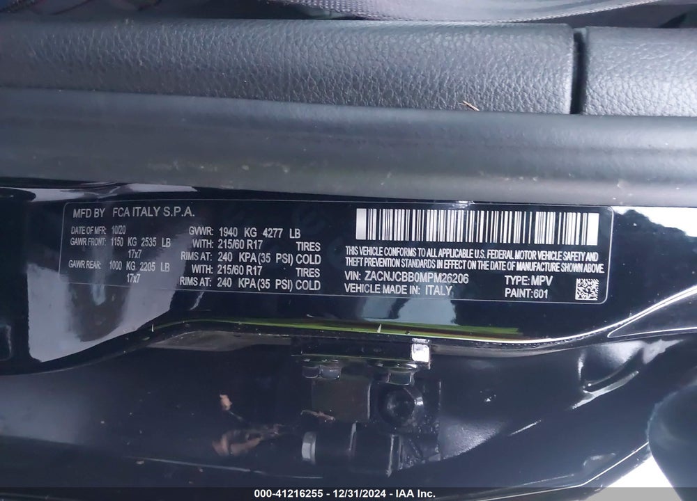 2021 JEEP RENEGADE LATITUDE FWD VIN: ZACNJCBB0MPM26206