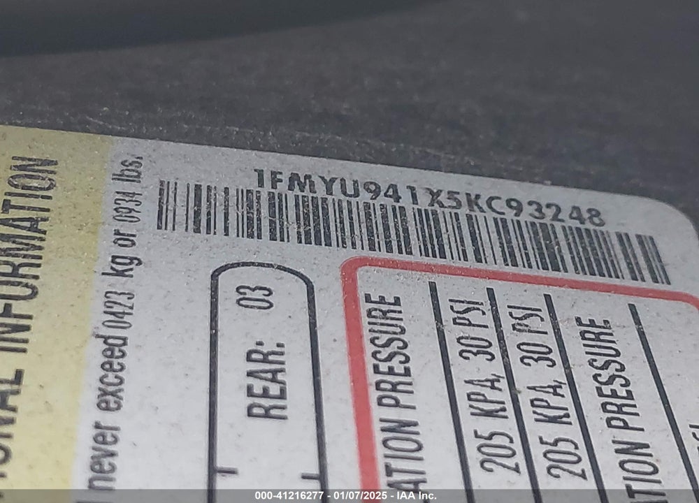 2005 FORD ESCAPE LIMITED VIN: 1FMYU941X5KC93248