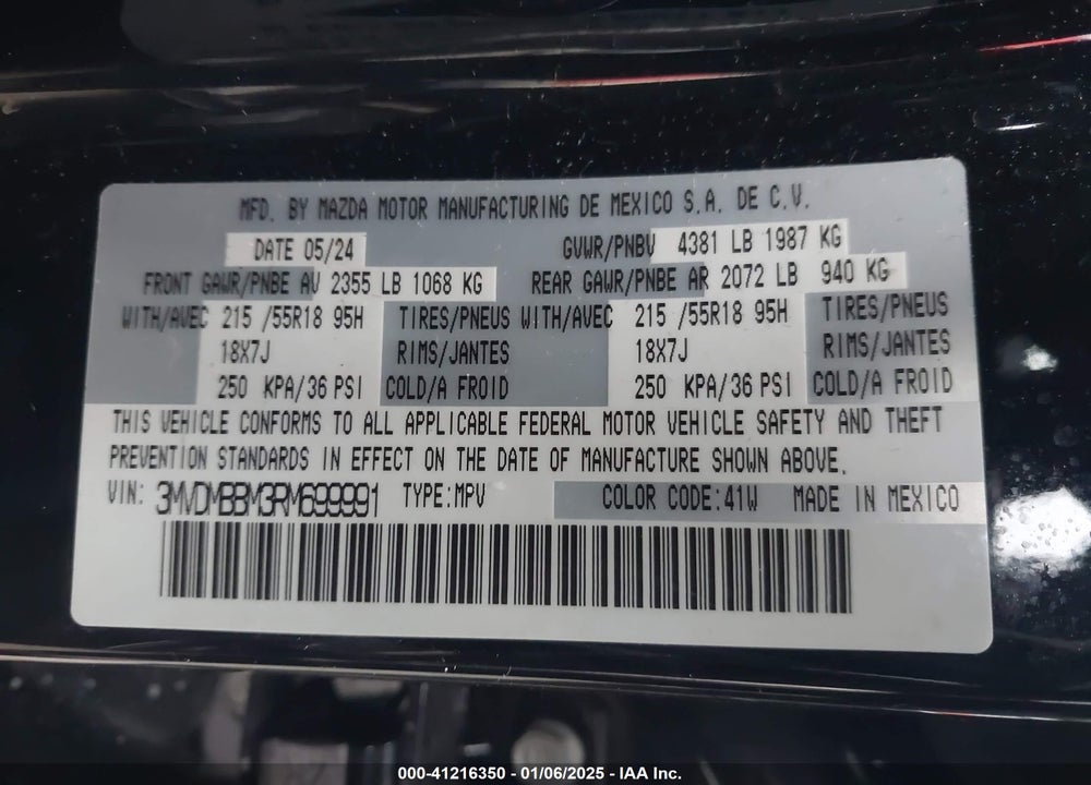 2024 MAZDA CX-30 2.5 S SELECT SPORT VIN: 3MVDMBBM3RM699991