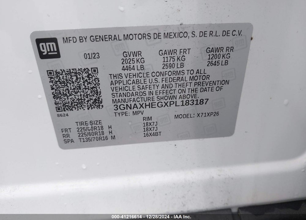 2023 CHEVROLET EQUINOX FWD LS VIN: 3GNAXHEGXPL183187