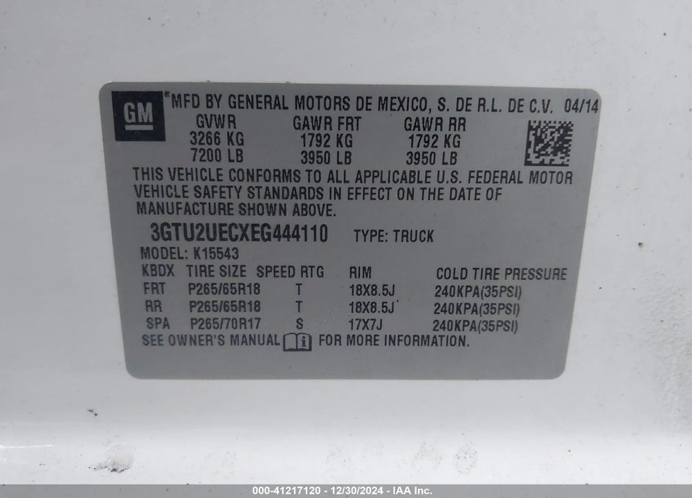 2014 GMC SIERRA 1500 VIN: 3GTU2UECXEG444110