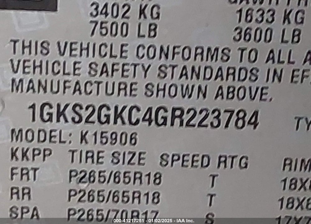 2016 GMC YUKON XL SLT VIN: 1GKS2GKC4GR223784