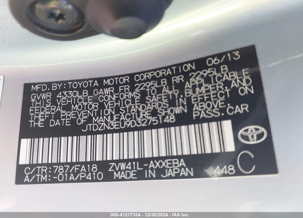 2013 TOYOTA PRIUS V VIN: JTDZN3EU9D3275148