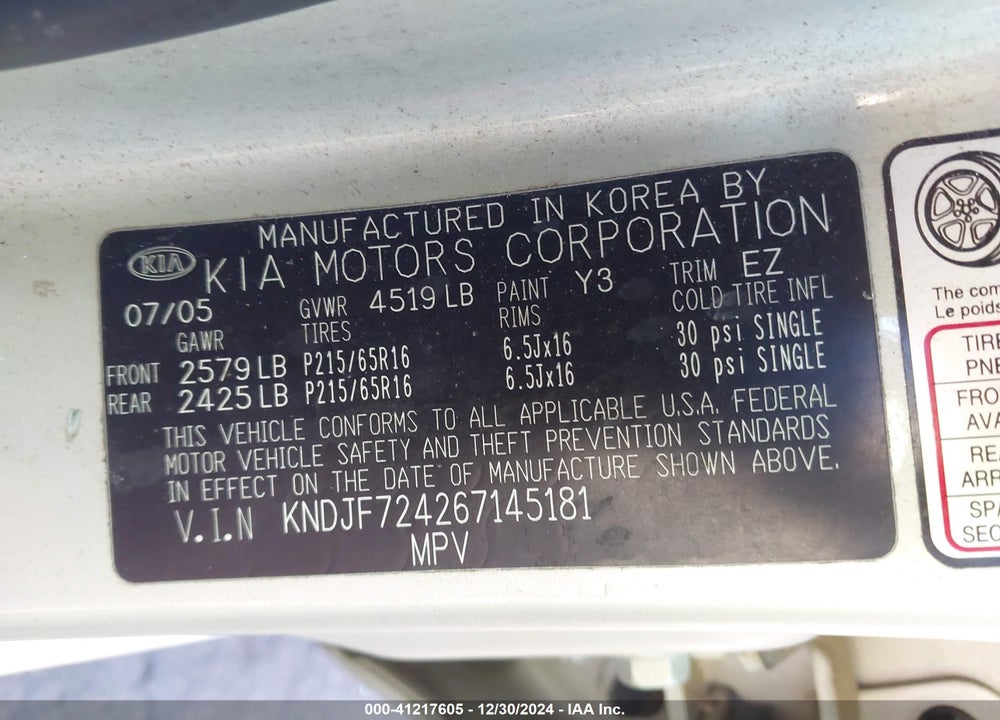 2006 KIA SPORTAGE LX VIN: KNDJF724267145181