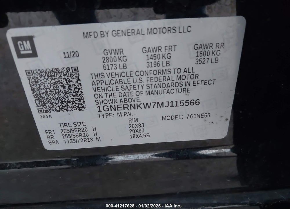 2021 CHEVROLET TRAVERSE FWD HIGH COUNTRY VIN: 1GNERNKW7MJ115566