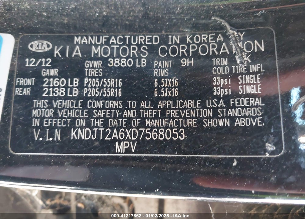 2013 KIA SOUL VIN: KNDJT2A6XD7568053
