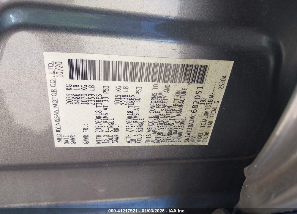 2021 NISSAN ROGUE SV VIN: 5N1AT3BA1MC682051