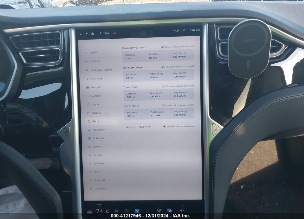 2015 TESLA MODEL S VIN: 5YJSA1E23FF113294