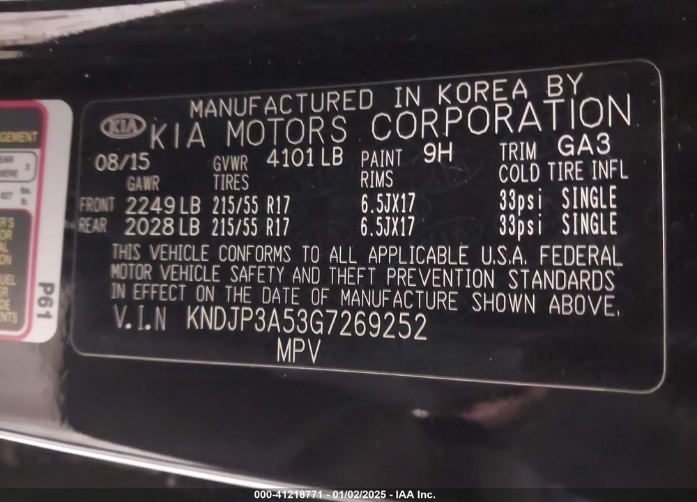 2016 KIA SOUL VIN: KNDJP3A53G7269252