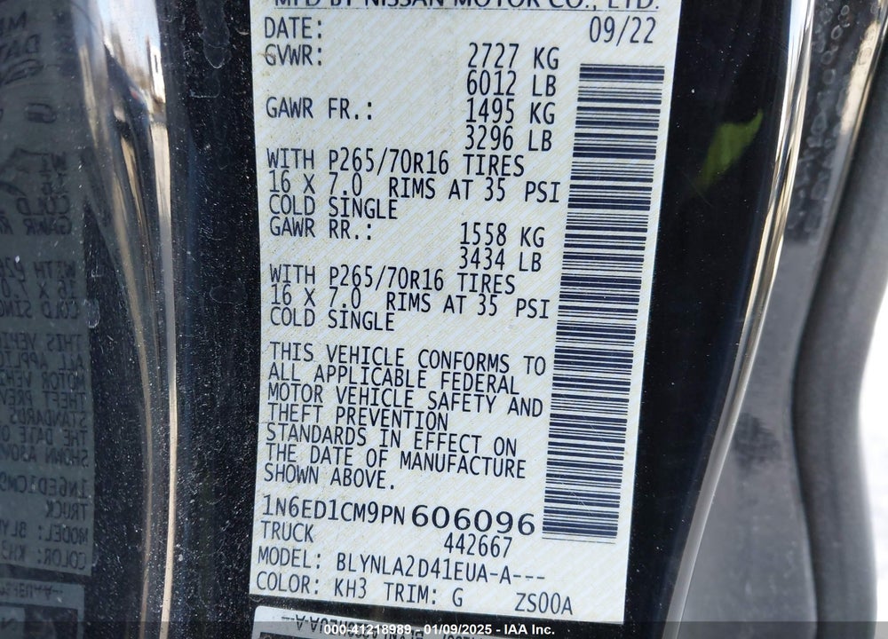 2023 NISSAN FRONTIER KING CAB S 4X4 VIN: 1N6ED1CM9PN606096