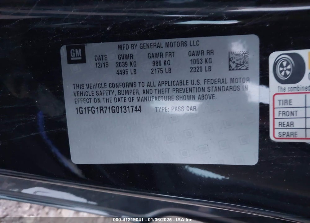 2016 CHEVROLET CAMARO 2SS VIN: 1G1FG1R71G0131744