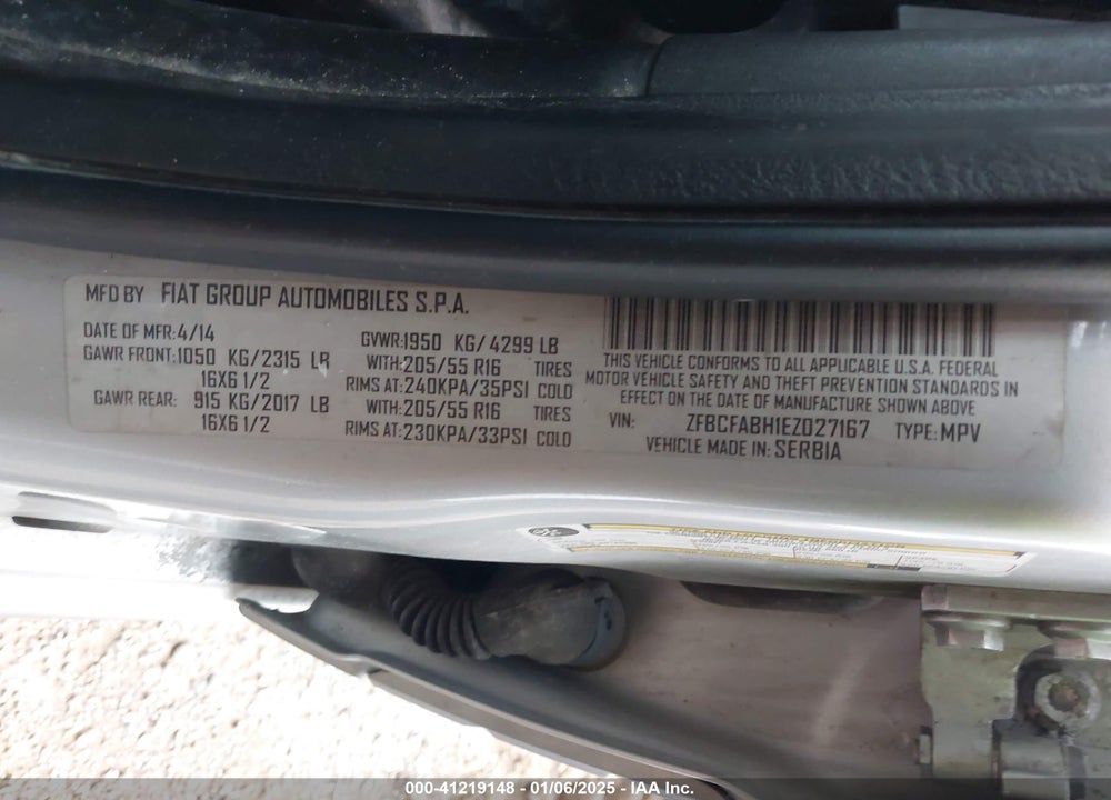 2014 FIAT 500L VIN: ZFBCFABH1EZ027167