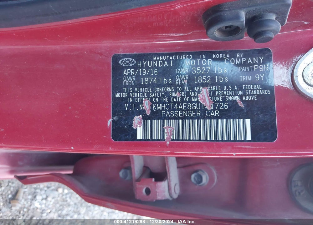 2016 HYUNDAI ACCENT SE VIN: KMHCT4AE8GU141726