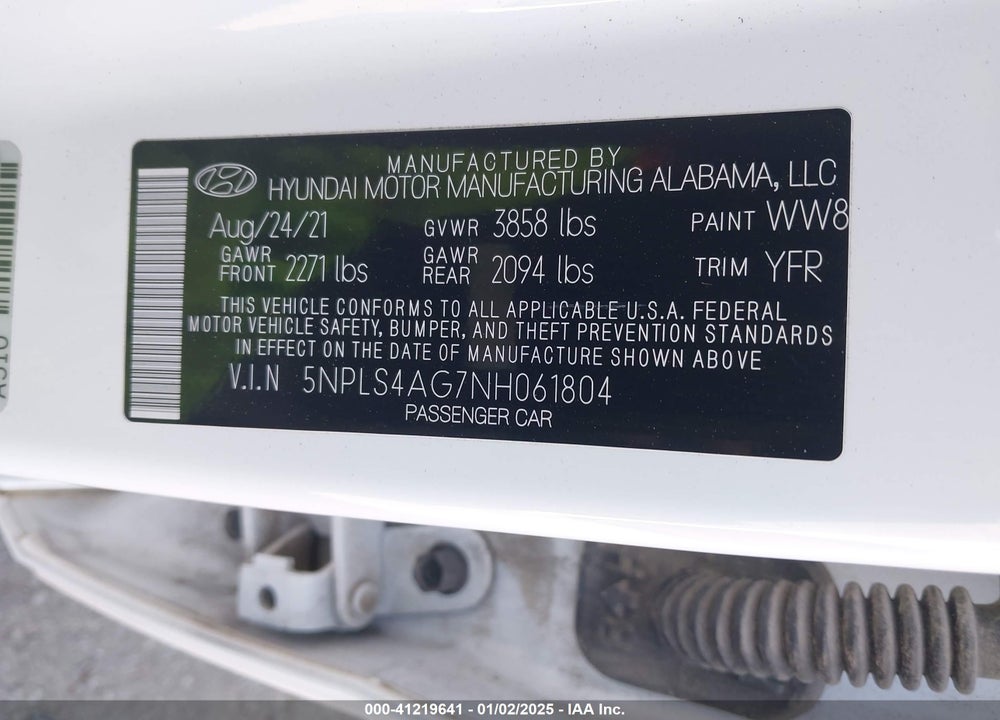 2022 HYUNDAI ELANTRA VIN: 5NPLS4AG7NH061804