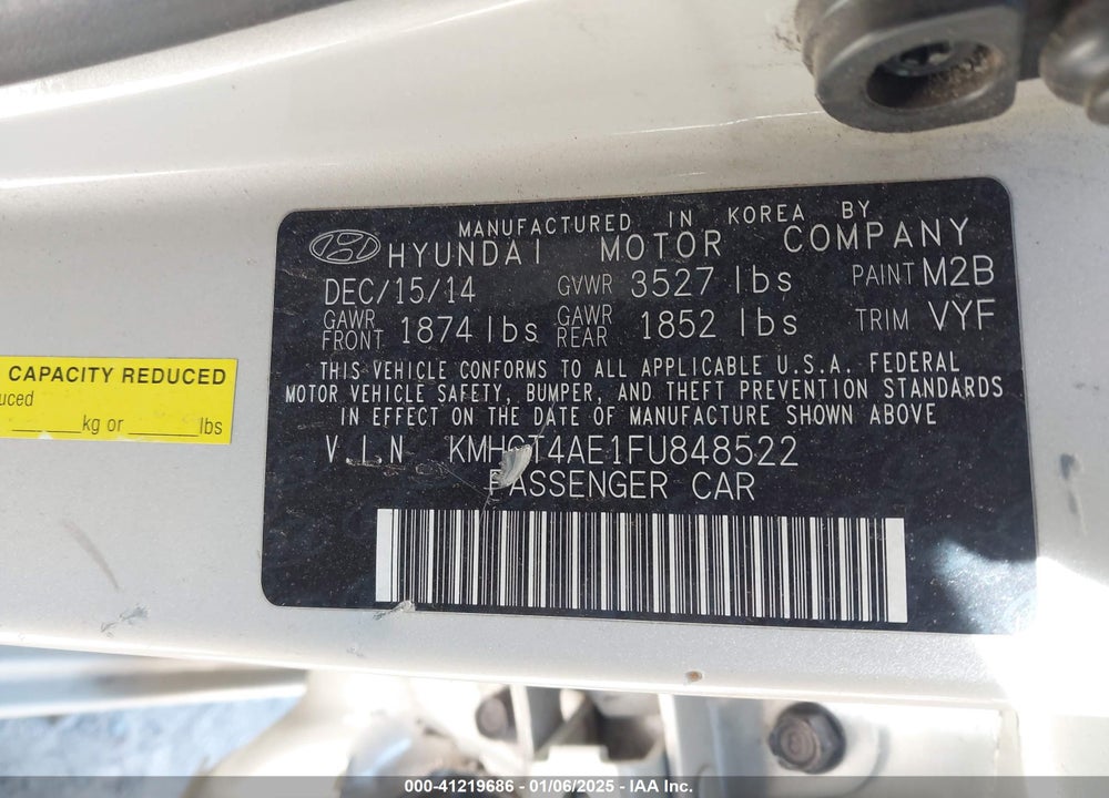 2015 HYUNDAI ACCENT VIN: KMHCT4AE1FU848522