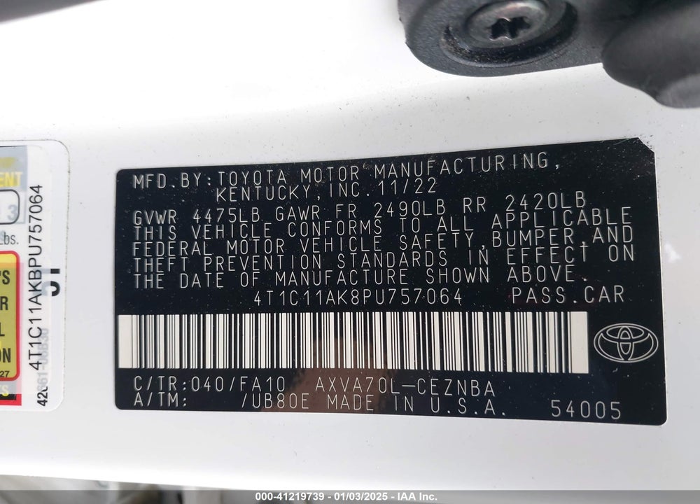 2023 TOYOTA CAMRY LE VIN: 4T1C11AK8PU757064
