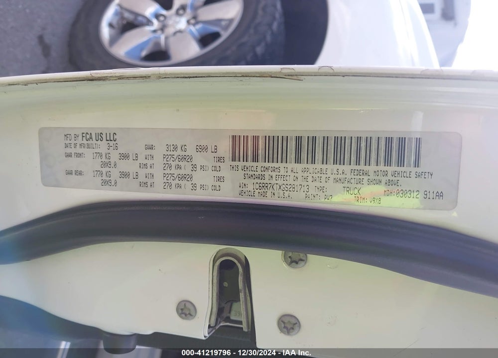 2016 RAM 1500 EXPRESS VIN: 1C6RR7KTXGS281713