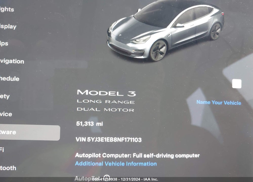 2022 TESLA MODEL 3 LONG RANGE DUAL MOTOR ALL-WHEEL DRIVE VIN: 5YJ3E1EB8NF171103