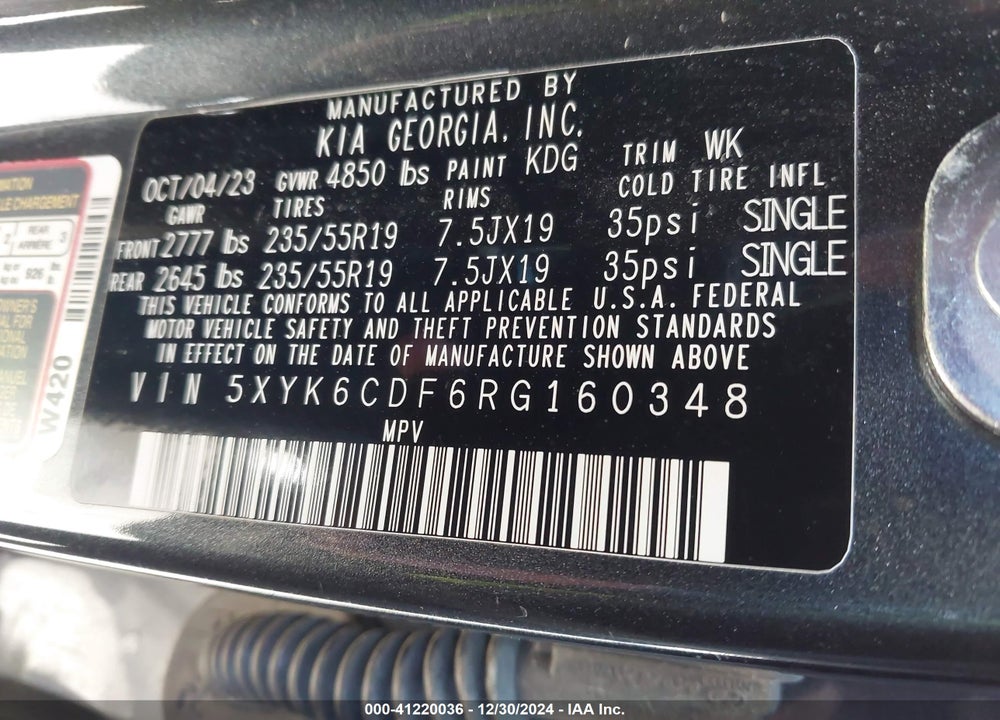 2024 KIA SPORTAGE VIN: 5XYK6CDF6RG160348
