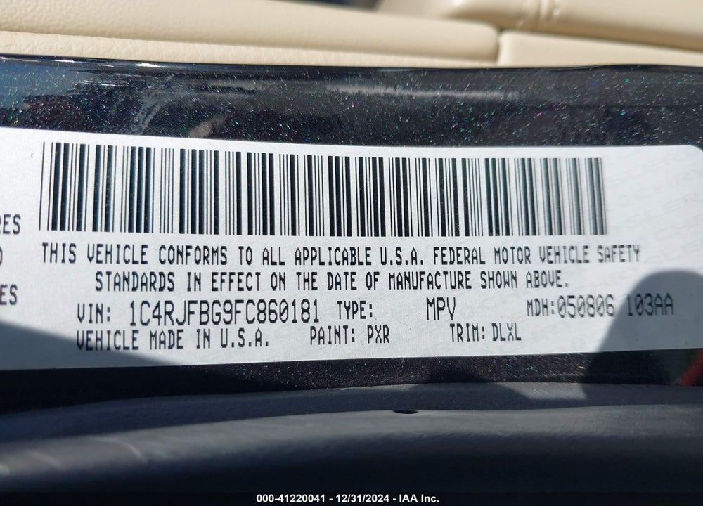 2015 JEEP GRAND CHEROKEE LIMITED VIN: 1C4RJFBG9FC860181