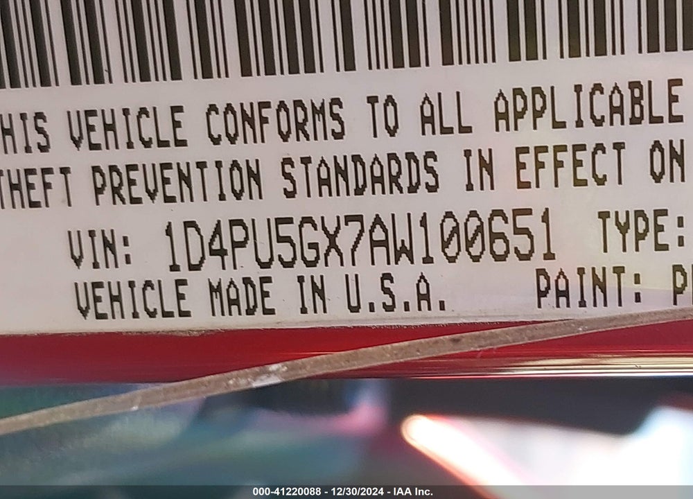 2010 DODGE NITRO SXT VIN: 1D4PU5GX7AW100651