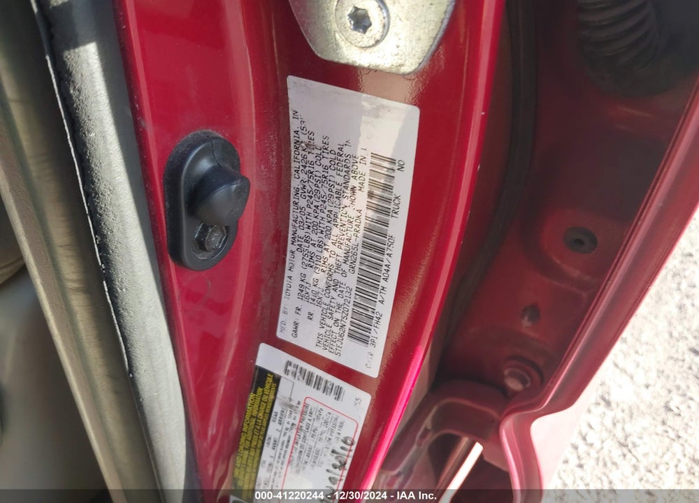 2005 TOYOTA TACOMA PRERUNNER V6 VIN: 5TEJU62N75Z072132