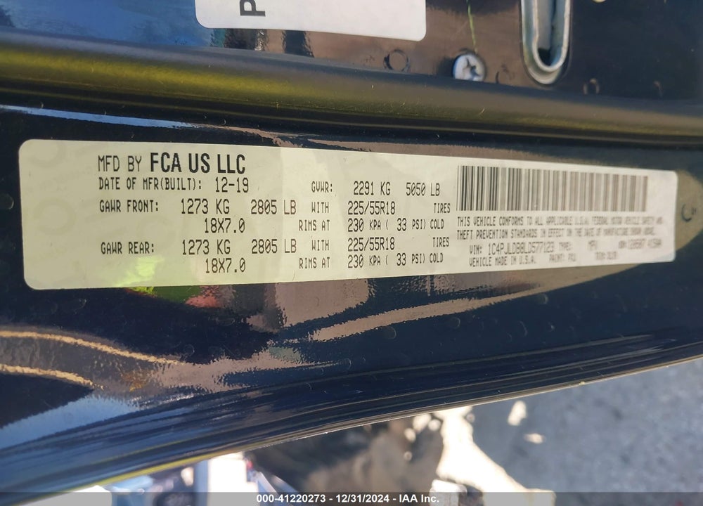 2020 JEEP CHEROKEE LIMITED FWD VIN: 1C4PJLDB8LD577123