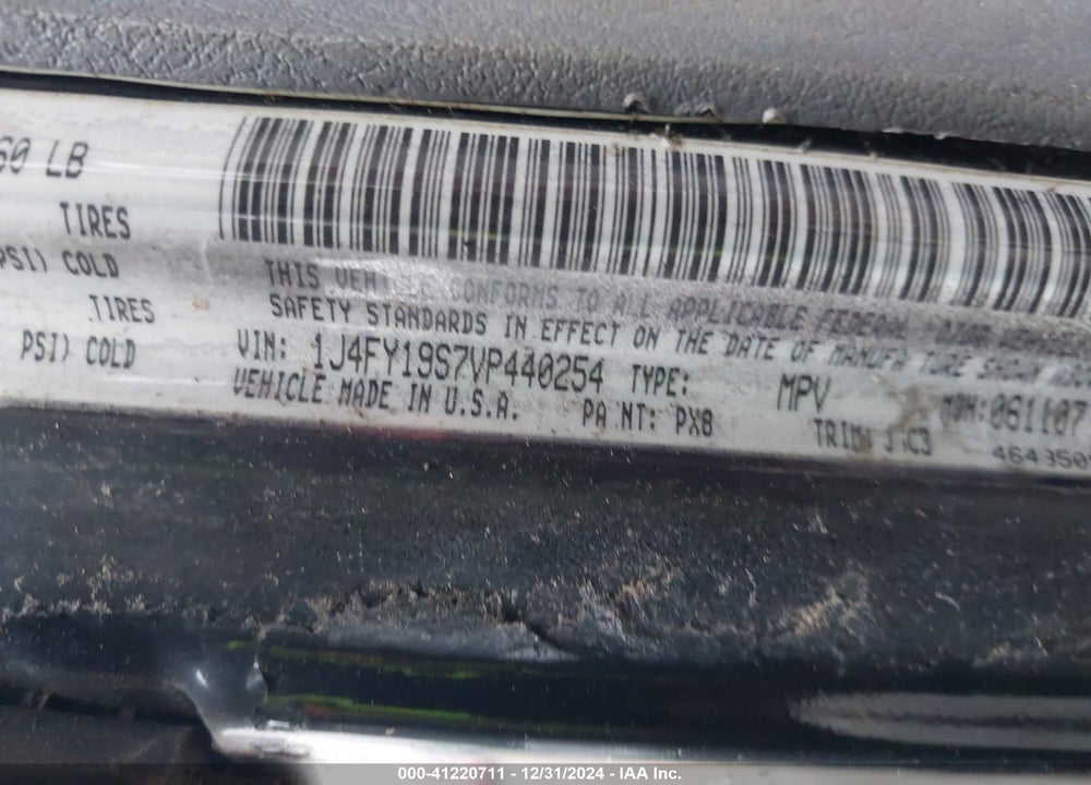 1997 JEEP WRANGLER SPORT VIN: IJ4FY19S7VP440254