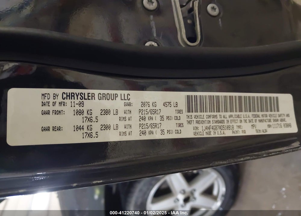 2010 JEEP PATRIOT LIMITED VIN: 1J4NF4GB7AD510918