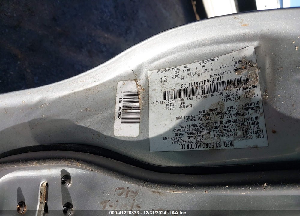 2007 FORD TAURUS VIN: 1FAFP56UX7A141133