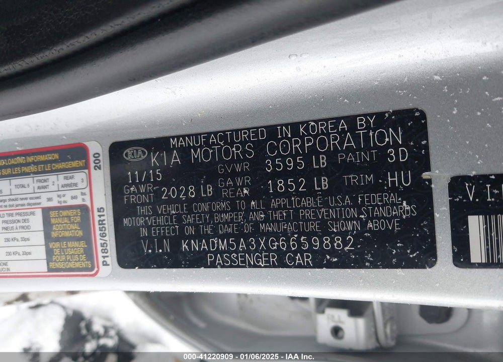 2016 KIA RIO LX VIN: KNADM5A3XG6659882