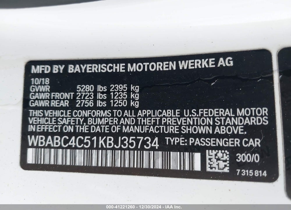 2019 BMW M850I XDRIVE VIN: WBABC4C51KBJ35734