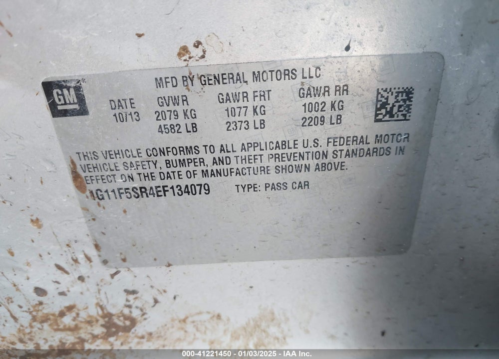 2014 CHEVROLET MALIBU VIN: 1G11F5SR4EF134079