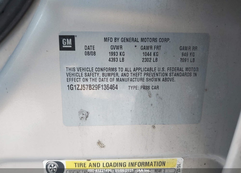 2009 CHEVROLET MALIBU LT VIN: 1G1ZJ57B29F136464