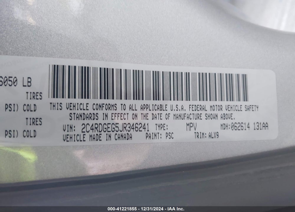 2018 DODGE GRAND CARAVAN GT VIN: 2C4RDGEG5JR346241