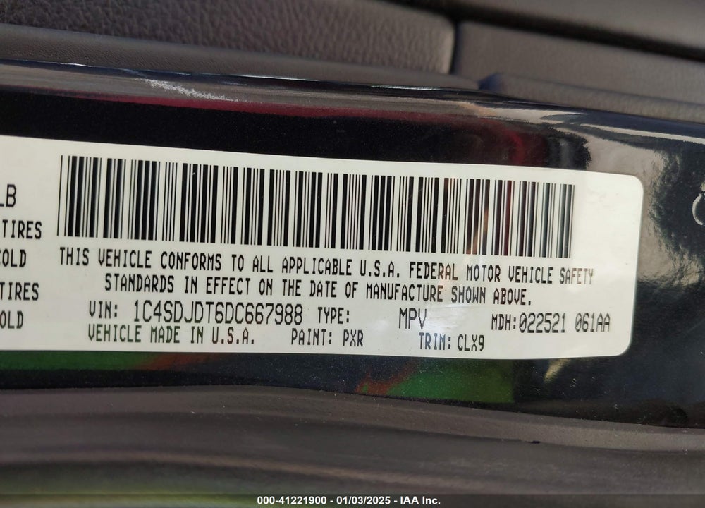 2013 DODGE DURANGO CREW VIN: 1C4SDJDT6DC667988