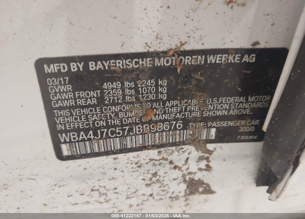 2018 BMW 440XI VIN: WBA4J7C57JBB98676