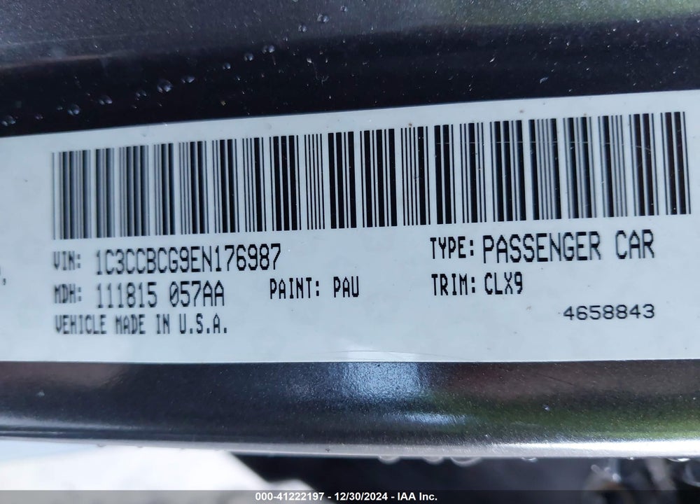 2014 CHRYSLER 200 LIMITED VIN: 1C3CCBCG9EN176987
