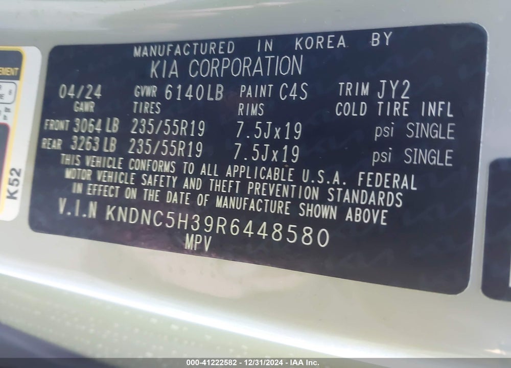2024 KIA CARNIVAL MPV EX VIN: KNDNC5H39R6448580
