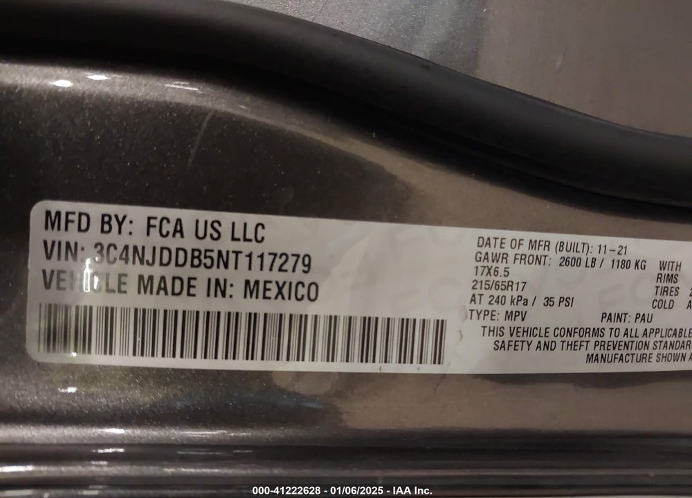 2022 JEEP COMPASS TRAILHAWK 4X4 VIN: 3C4NJDDB5NT117279