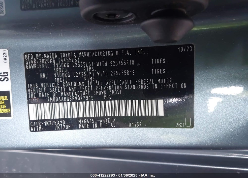 2023 TOYOTA COROLLA CROSS XLE VIN: 7MUDAABG6PV077919