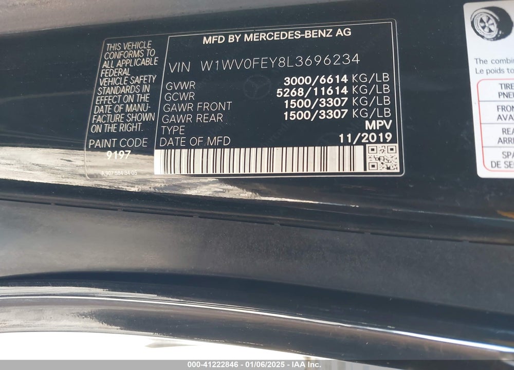 2020 MERCEDES-BENZ METRIS VIN: W1WV0FEY8L3696234