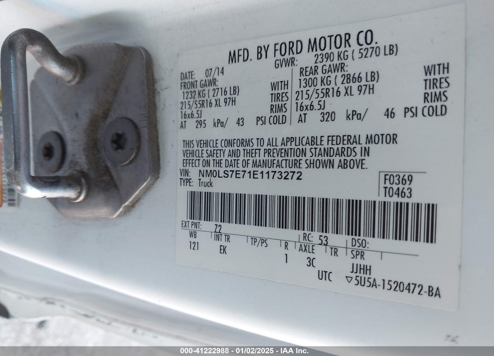 2014 FORD TRANSIT CONNECT XL VIN: NM0LS7E71E1173272