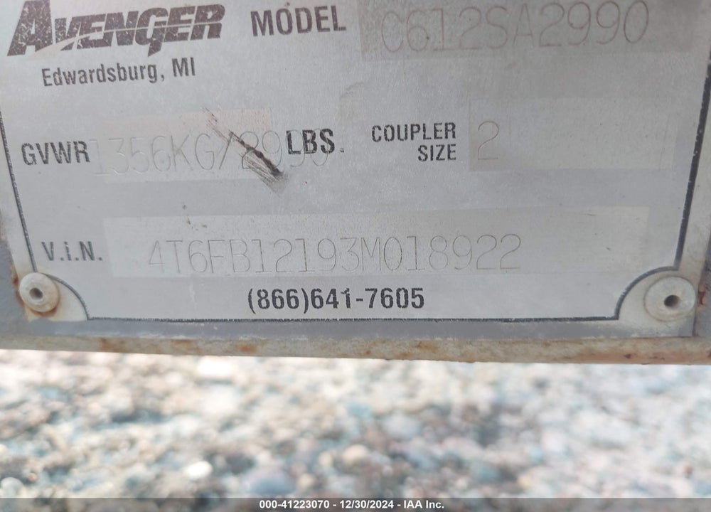 2003 AVENGER DB72399TL VIN: 4T6FB12193M018922