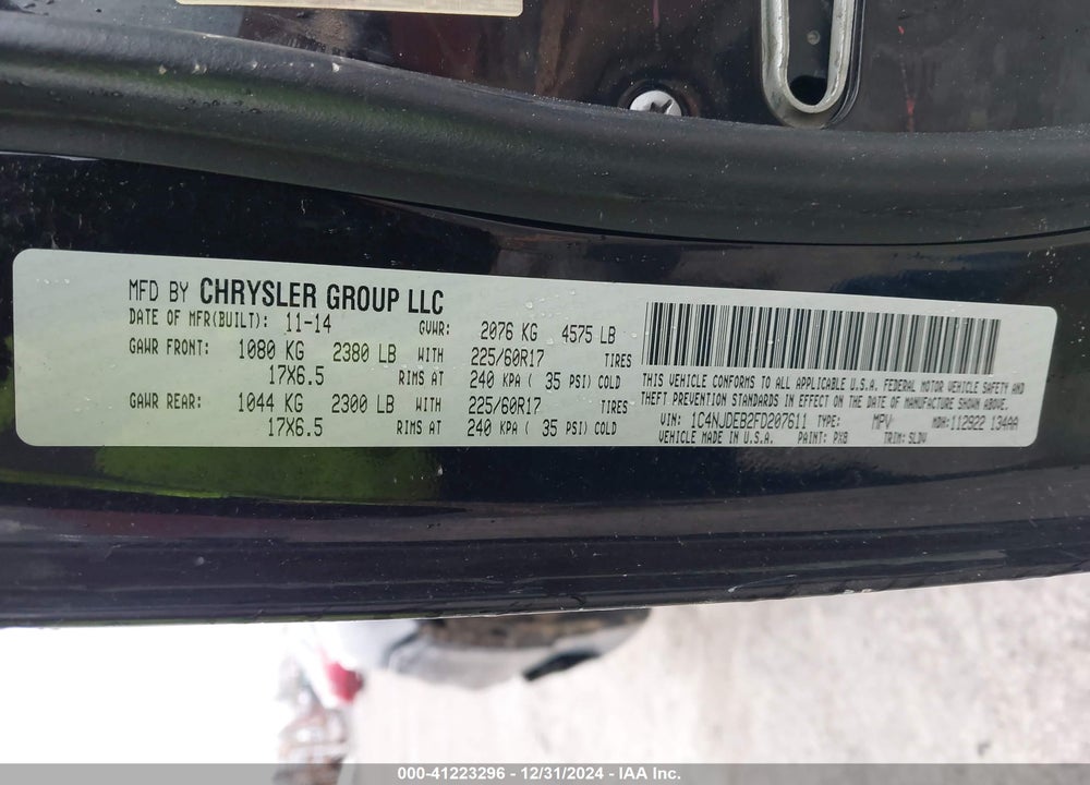 2015 JEEP COMPASS HIGH ALTITUDE EDITION VIN: 1C4NJDEB2FD207611