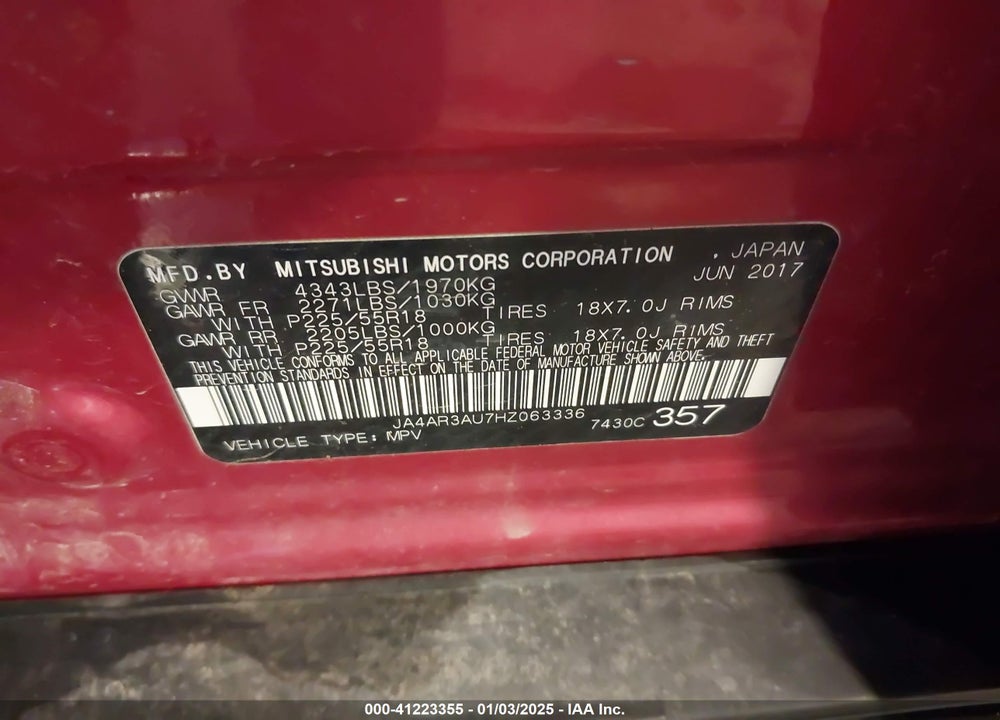 2017 MITSUBISHI OUTLANDER SPORT ES/SE VIN: JA4AR3AU7HZ063336