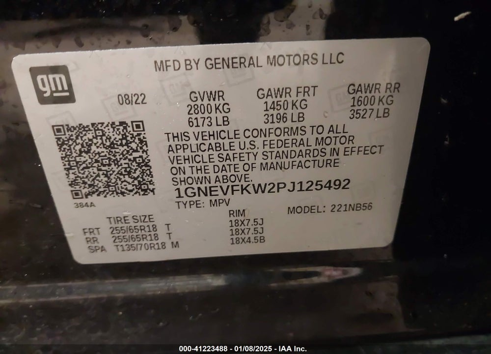 2023 CHEVROLET TRAVERSE AWD LS VIN: 1GNEVFKW2PJ125492