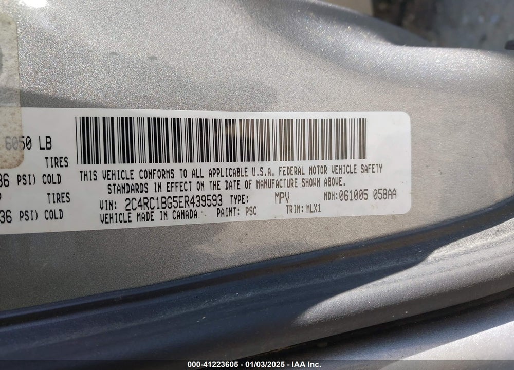 2014 CHRYSLER TOWN & COUNTRY TOURING VIN: 2C4RC1BG5ER439593
