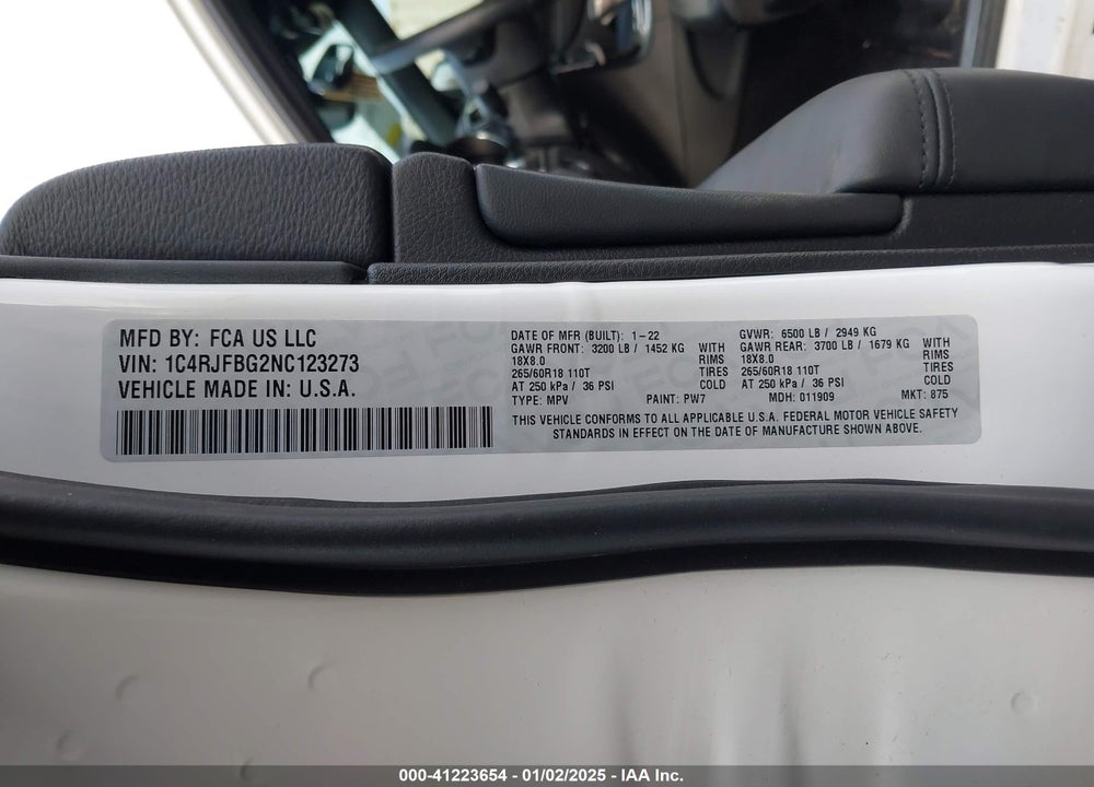 2022 JEEP GRAND CHEROKEE WK LIMITED 4X4 VIN: 1C4RJFBG2NC123273
